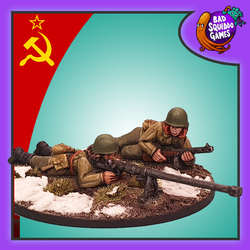 Soviet Anti Tank Rifle Team is a pack of two metal miniature depicting a female soviet anti tank team from the women of world war 2 range by Bad Squiddo Games