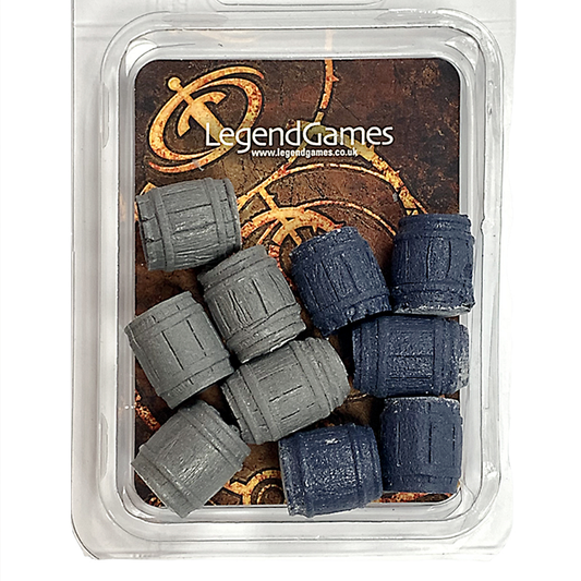 A set of resin barrels sculpted ...