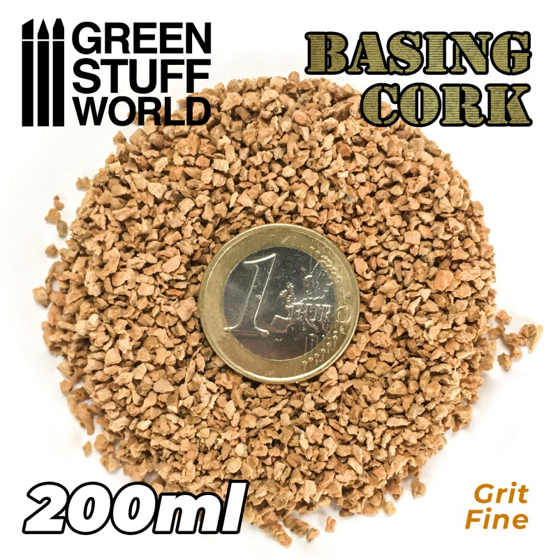 Grit Fine Basing Cork by Green Stuff World with 1 euro for scale