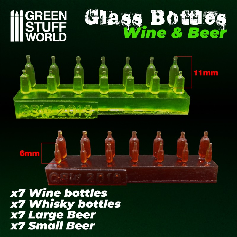 Transparent resin wine & beer bottles by Green Stuff World
