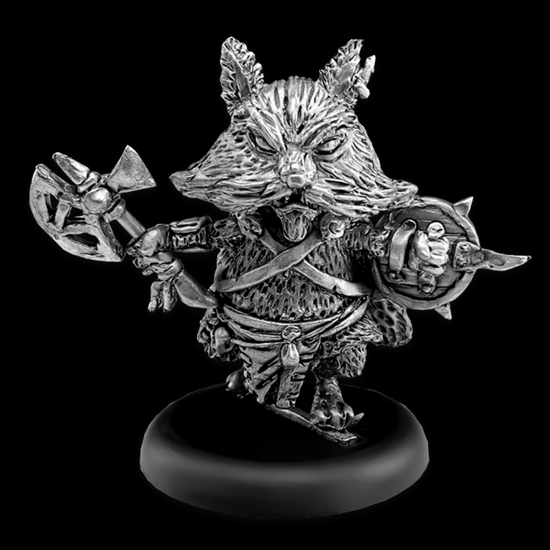 Mowwgaar The Barbarian - Cats Of Crumptown - Nightfolk cat miniature by Northumbrian Tin Soldier