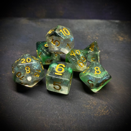 A set of glitter translucent dic...