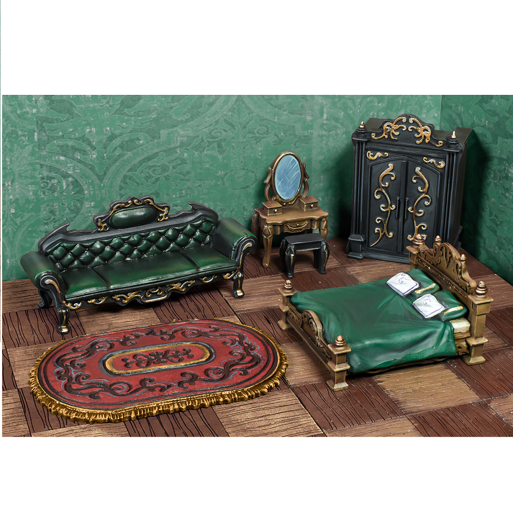 Gothic Manor Terrain Crate bed, rugm sofa and wardrobe