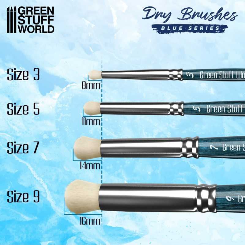 Premium Dry Brush Set by Green Stuff World from their Blue Series supplied in a box.