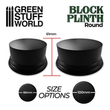 8cm Black Round Block Plinth - Green Stuff World