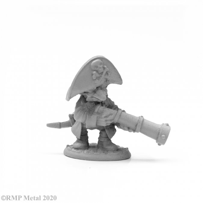04037 - Sophie & Despicatus ReaperCon 2020 (Reaper Dark Heaven Legends Metal). Reaper Miniatures metal gaming figure of a familiar dressed as a pirate holding a telescope