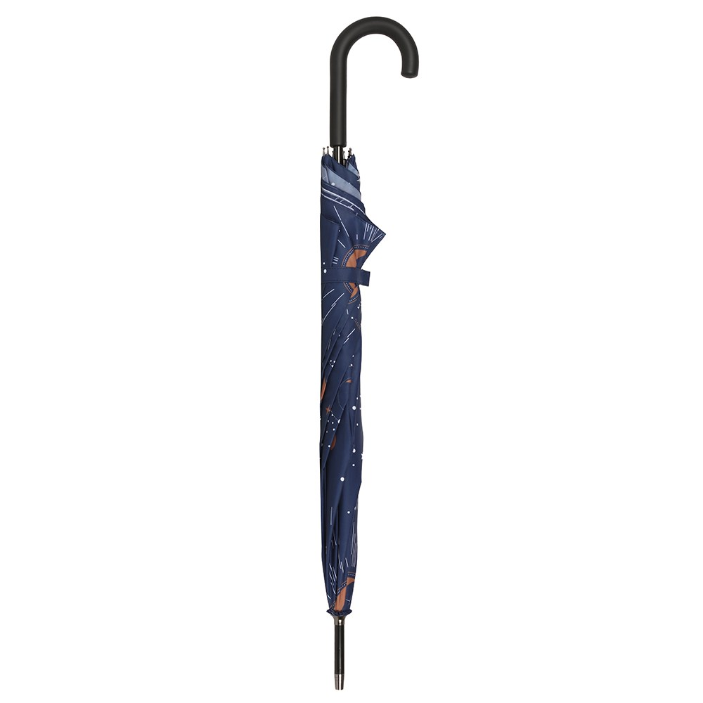 Umbrella, An elegant design of moons and stars on the canopy and curved handle.