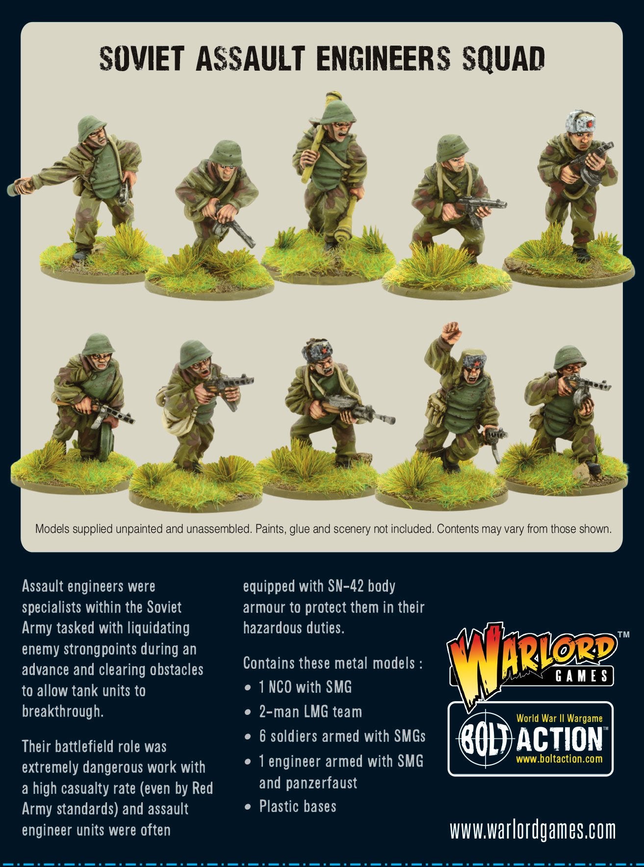 Soviet Assault Engineers Squad - Soviet Union (Bolt Action - 402214003) :www.mightylancergames.co.uk
