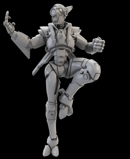 Overdrive Tigrax vs Shadow Rival Pack. a resin grey miniature of a slim slender robot