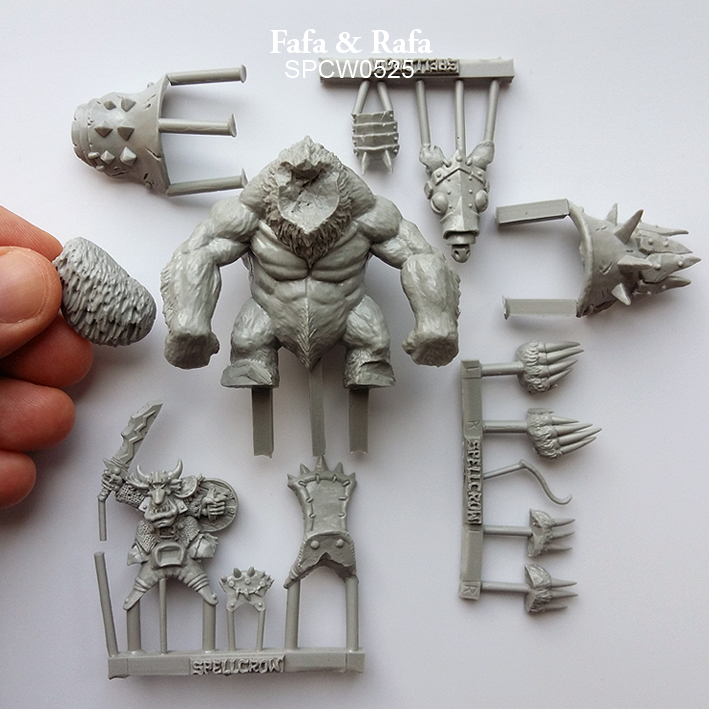 armoured giant anteater and its sword and shield wielding Goblin rider. shown in pieces