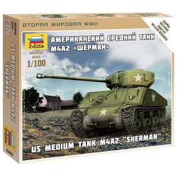 US Sherman M4A2 Medium Tank Zvezda 1/100 Kit