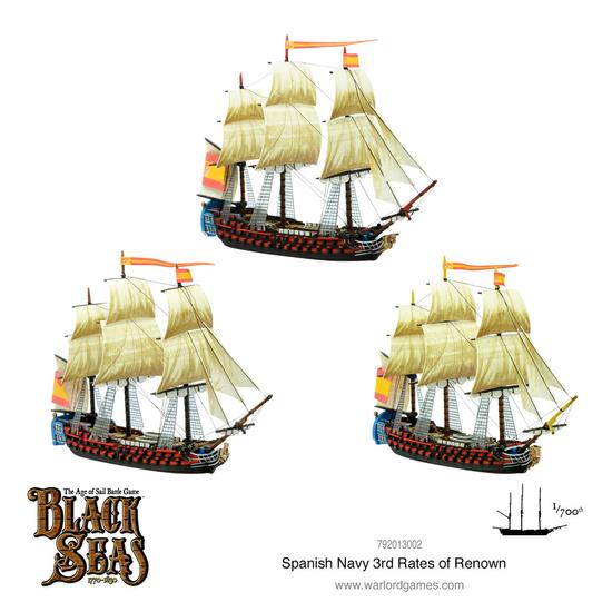 Spanish Navy 3rd Rates of Renown (Black Seas) :www.mightylancergames.co.uk