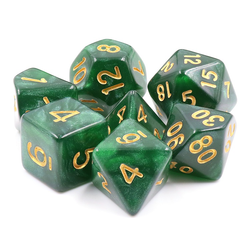 Mythic Dark Forest with Gold Numbers dice set for role playing games