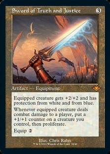 Sword Of Truth And Justice Etched Retro Foil
