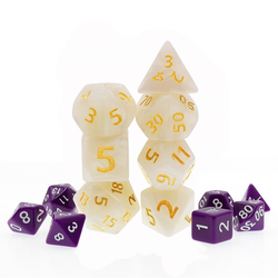 Giant Dice White Pearl Poly Set RPG D20 set