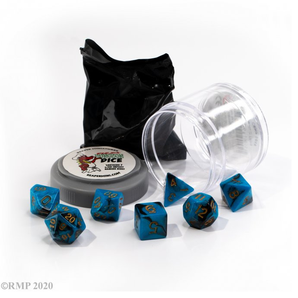 19055 Blue & Black Dual Pizza Dungeon Dice - Reaper Dice