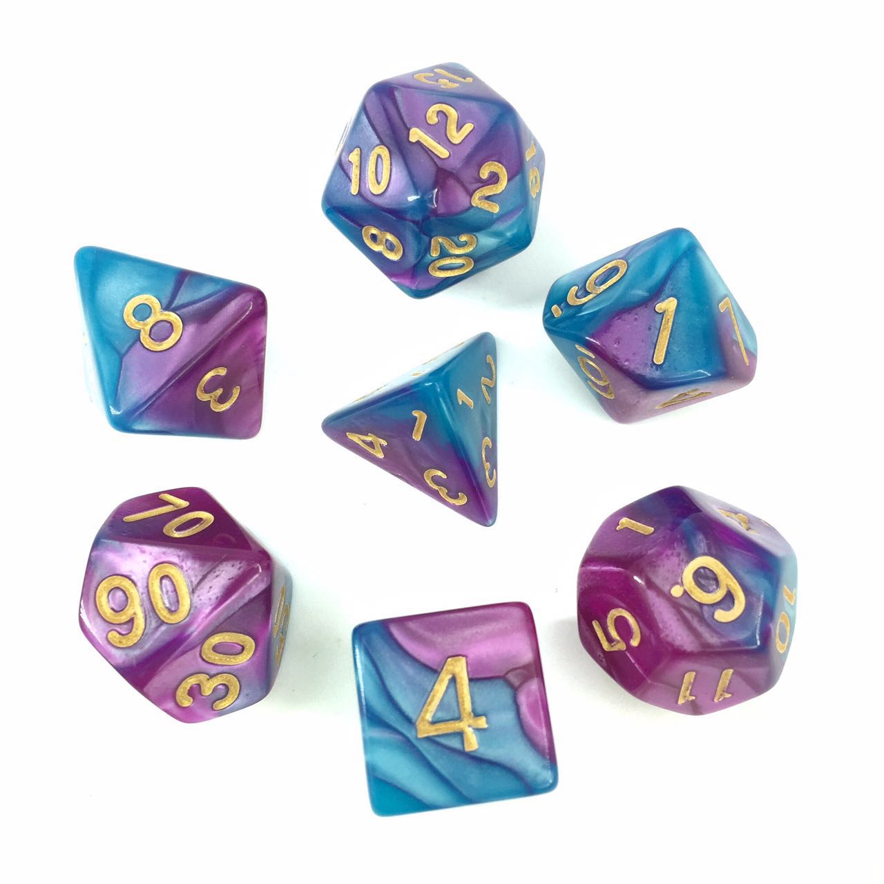Elemental Dice Set D20 Poly - Purple / Bright Blue