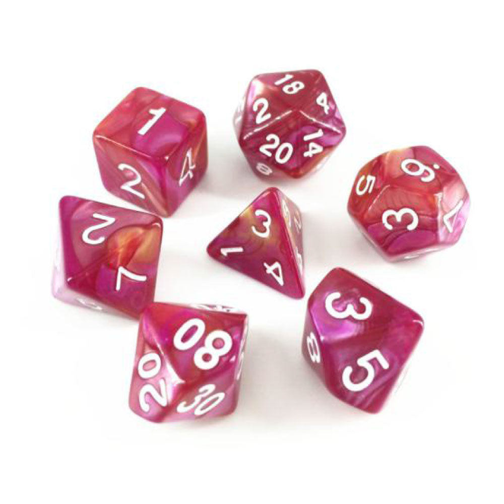 Elemental D20 Poly Dice set - Yellow / Rose Pink