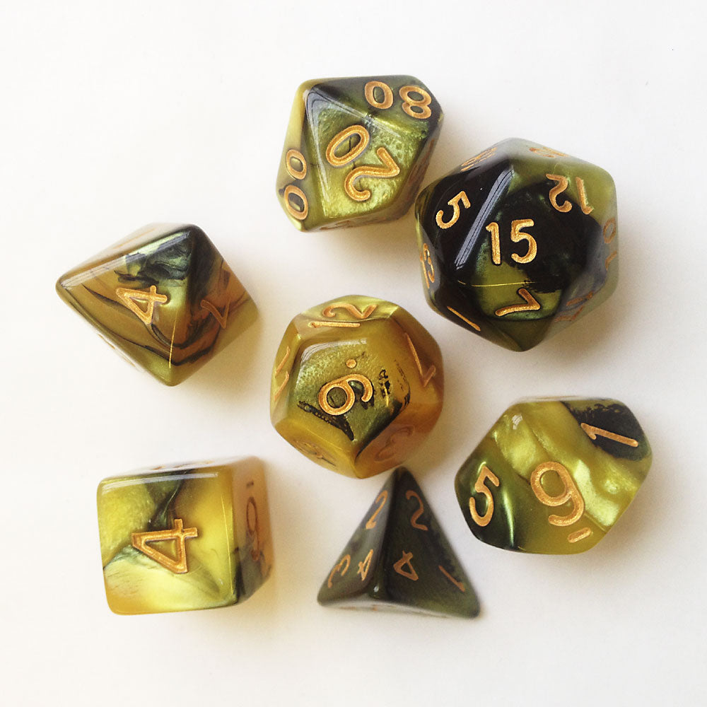 Elemental D20 Poly Dice set - Gold / Black