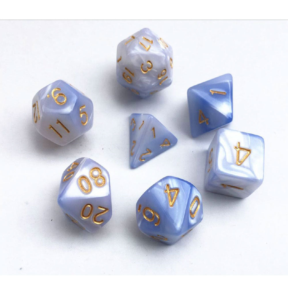 Elemental White/ Blue Poly Dice Set -EWB1