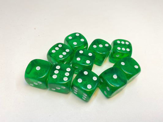 Clear Green - 10 x 16mm D6 (16CGD6)