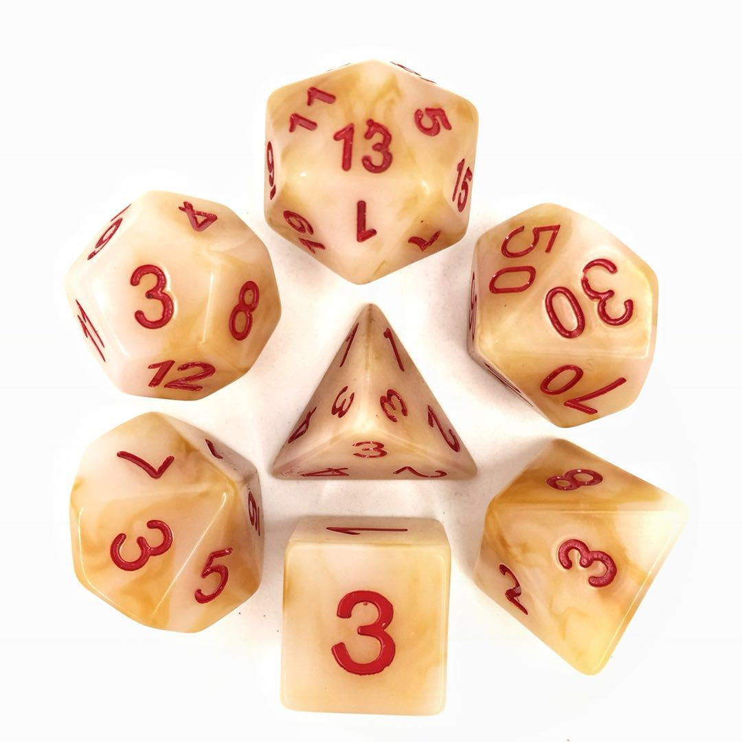 Jade Dice Set D20 Poly Dice set - WHITE