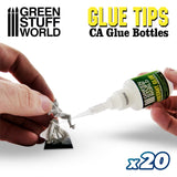 Precision tips for Super Glue Bottles X 20 - Green Stiff World - 9007