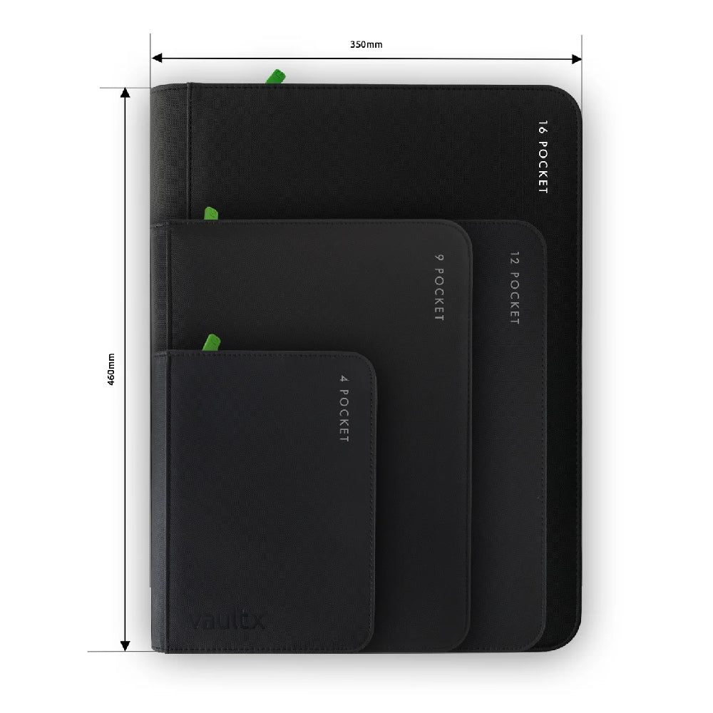 Signature Black Vaultx 16-Pocket XXL Zip Binder Size Example