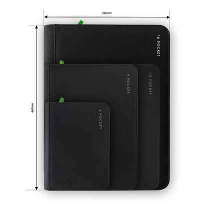Signature Black Vaultx 16-Pocket XXL Zip Binder Size Example