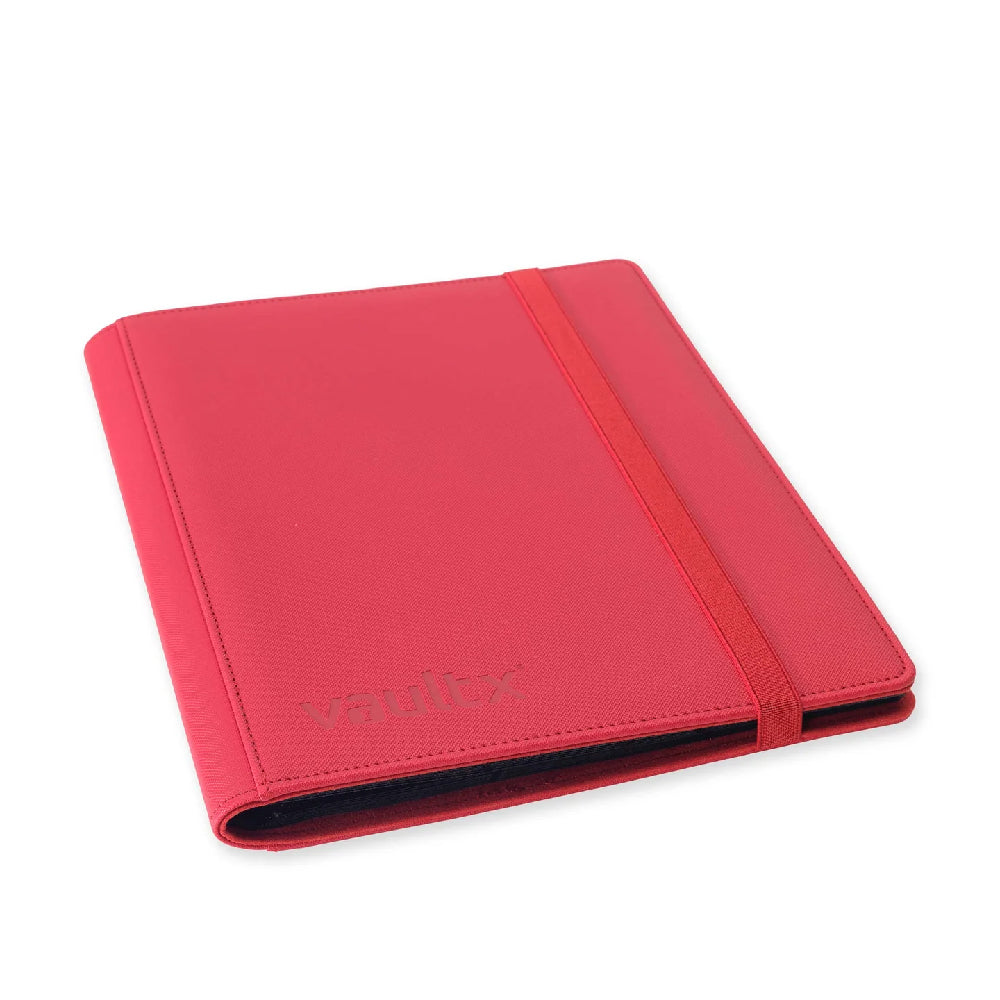 Fire Red Vaultx 9-Pocket Strap Binder Laid Flat