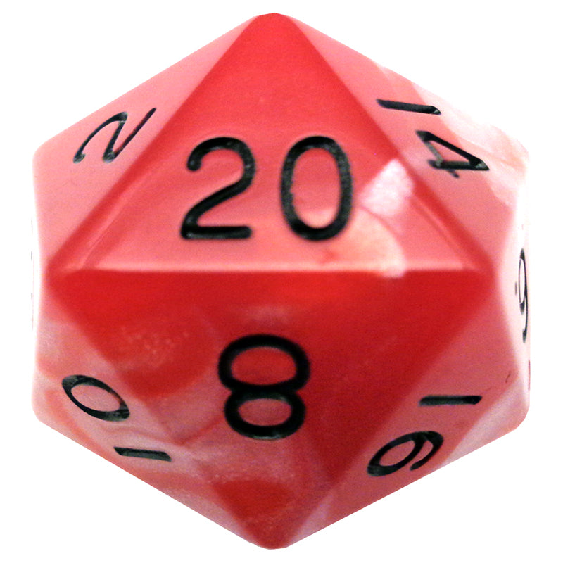 FanRoll RPG Mega Acrylic D20 – Red/White w/ Black Numbers