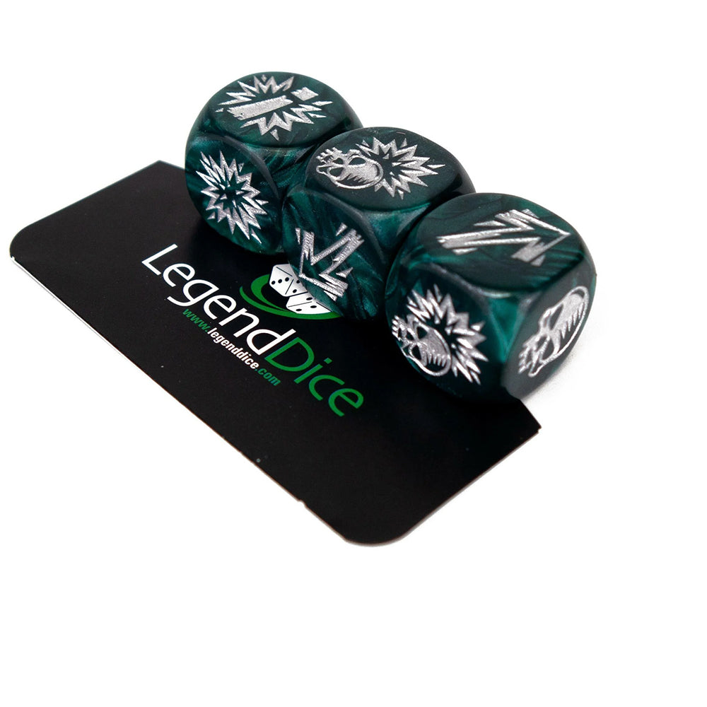 Blocking Dice Set Green With Silver Pips