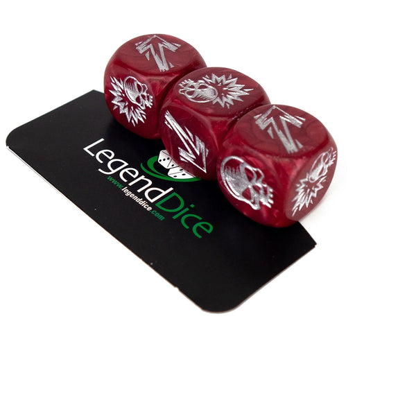 Blocking Dice Set Burgundy With Silver Pips