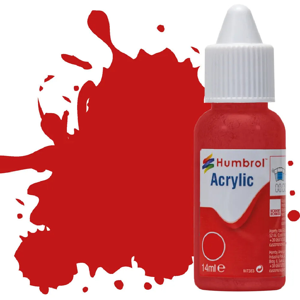 Humbrol Italian Red Gloss Acrylic Hobby Paint 14ml Dropper Bottle