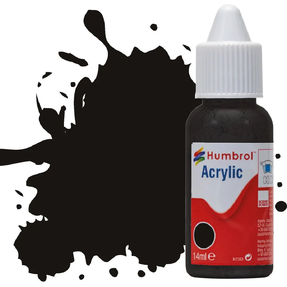 Humbrol Black Metallic Acrylic Hobby Paint 14ml Dropper Bottle