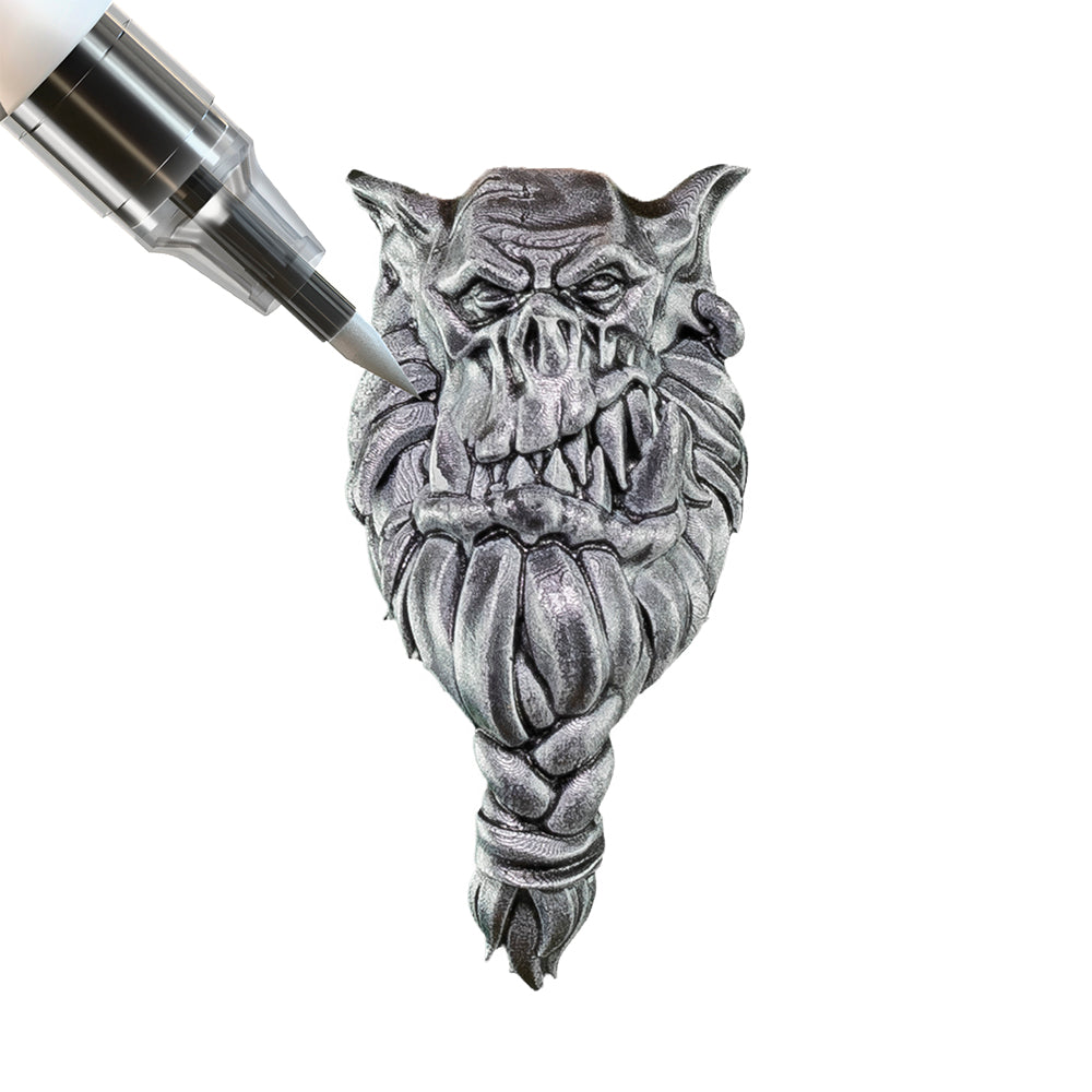 Polished Silver Colour Example Orc Head