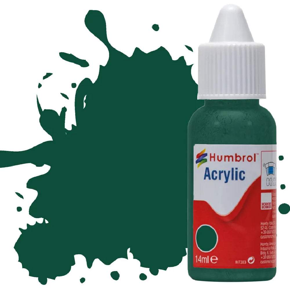 Humbrol Dark Green Matt Acrylic Hobby Paint 14ml Dropper Bottle