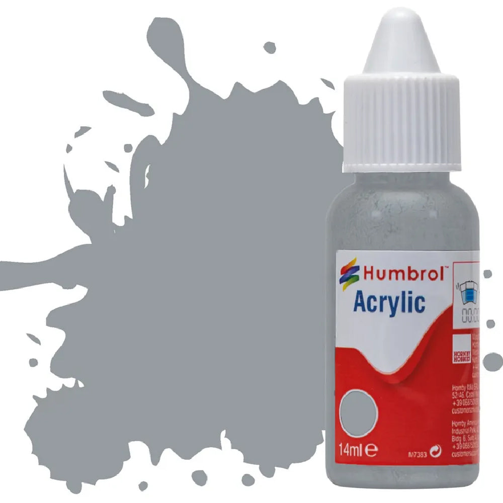 Humbrol Gull Grey Satin Acrylic Hobby Paint 14ml Dropper Bottle