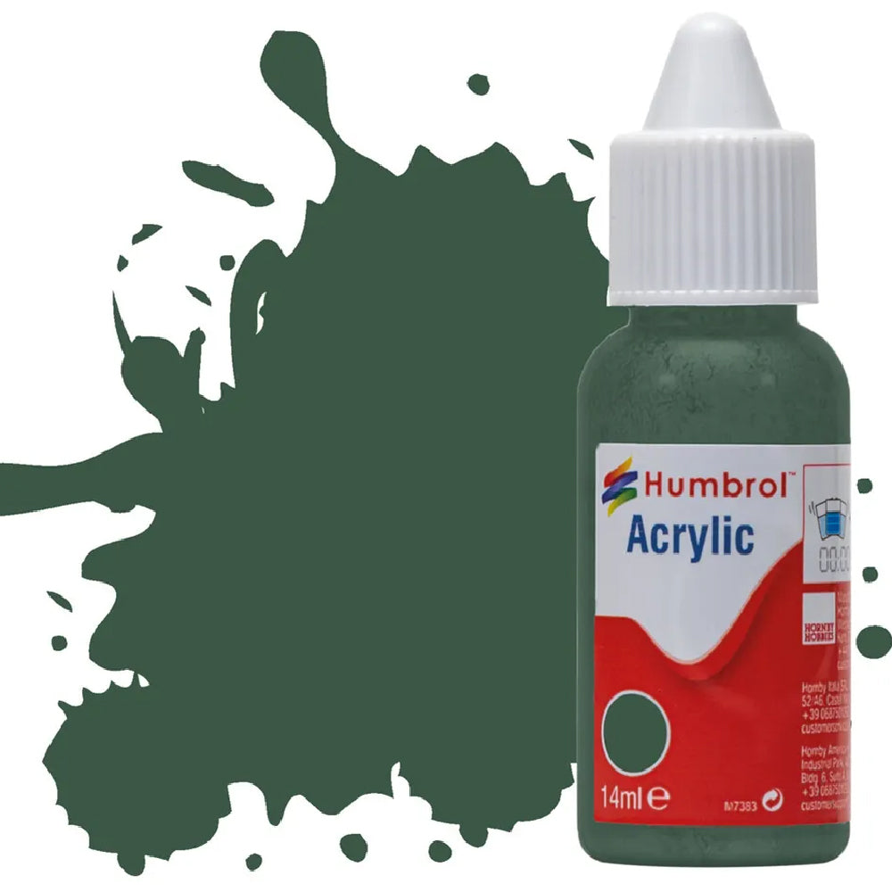 Humbrol US Dark Green Matt Acrylic Hobby Paint 14ml Dropper Bottle