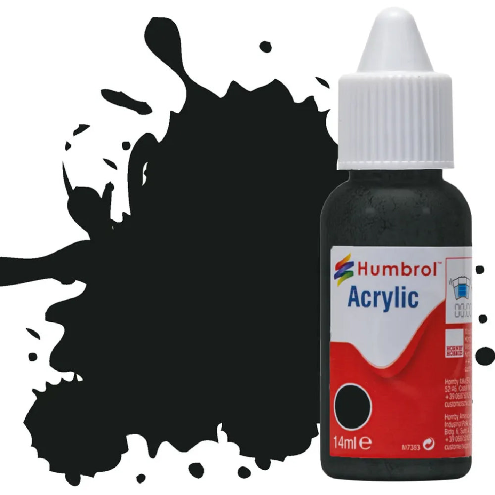 Humbrol Black Green Matt Acrylic Hobby Paint 14ml Dropper Bottle
