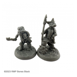 20743 Otterfolk Goblin Hunter & Pirate sculpted by J Wiebe from the Reaper Miniatures Bones Black range. A limited edition pack of two RPG miniatures representing humanoid pirate otters for your tabletop games.       