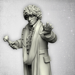 Temporal Traveller 4 by Crooked Dice.&nbsp; A metal figure representing a time traveller with curly hair and wearing a long scarf for your tabletop gaming needs.&nbsp;