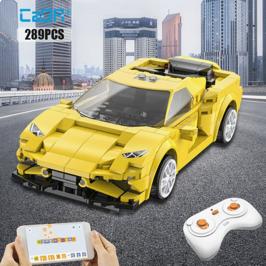 Yellow sports car model and pack...