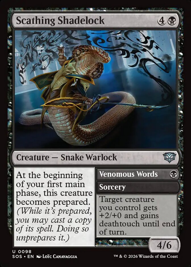 Scathing Shadelock // Venomous Words Secrets of Strixhaven #098Card Front