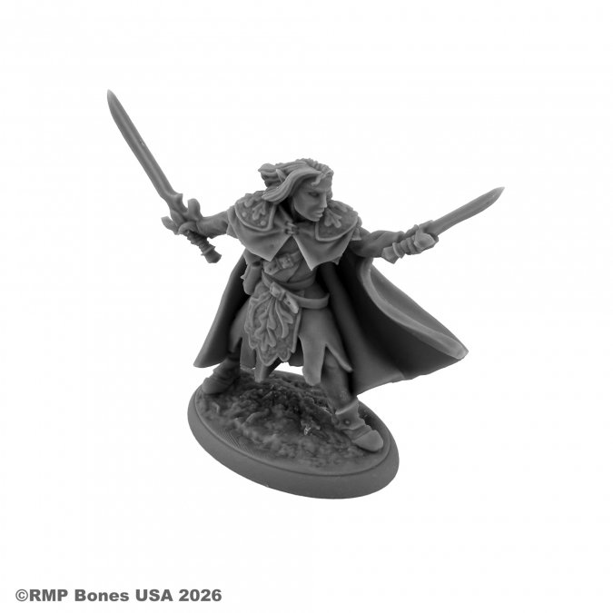 Dark fantasy miniature figure with a sword on a white background. 07194 Elladan, Elf Ranger - Reaper Bones USA