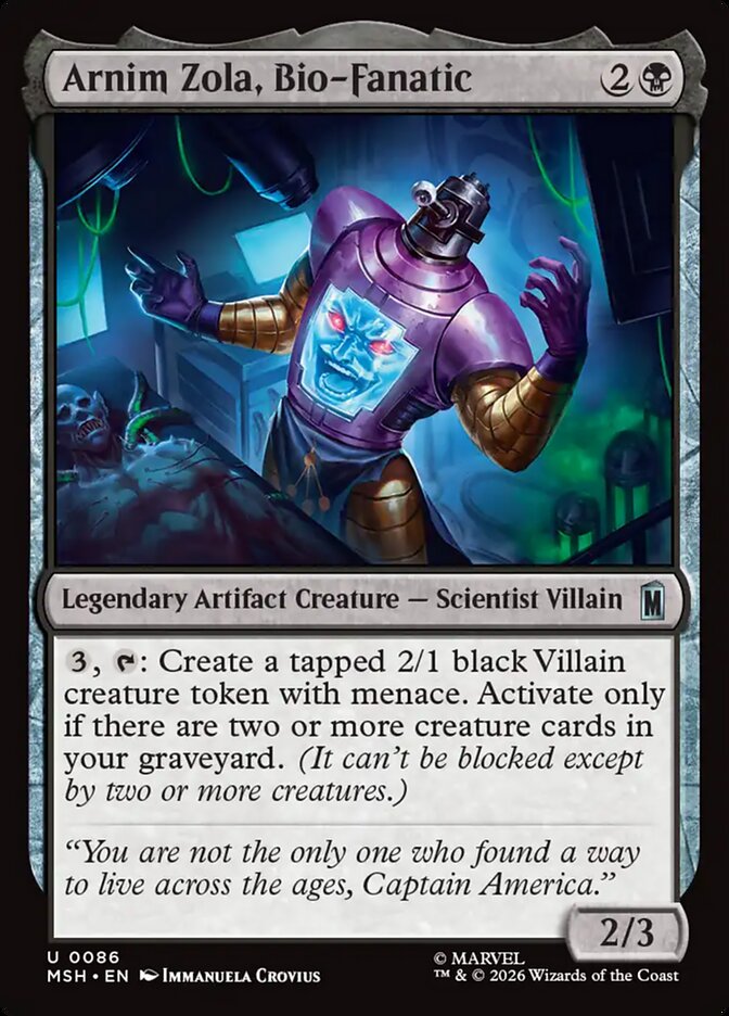 Marvel Superheroes Arnim Zola, Bio-Fanatic Card Front