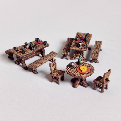 Food Tables by Iron Gate Scenery for tabletop gaming and TTRPG 