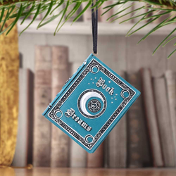 Book of Dreams Hanging Ornament by Nemesis Now. Crafted from polyresin and hand painted in a turquoise, black and silver finish