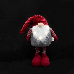 LED Standing Christmas Gonk. A light up 127cm gonk with a white beard and striped legs,