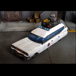 Paranormal Exterminators Vehicle PX1 by Crooked Dice.  A resin vehicle representing a converted hearse enabling paranormal investigators and exterminators to travel from one supernatural event to another.